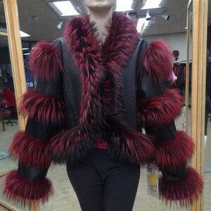 Lamb Leather Jacket with Fox Fur Trim